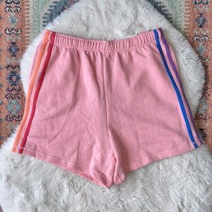 SO rainbow stripe casual sweat shorts lounge sleep Aviator Nation vibes size xs